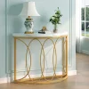 Fashion Tribesigns Faux Marble Console Table, 43" Half Moon Sofa Entryway Table