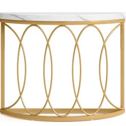 Fashion Tribesigns Faux Marble Console Table, 43" Half Moon Sofa Entryway Table
