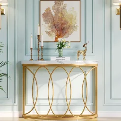 Fashion Tribesigns Faux Marble Console Table, 43