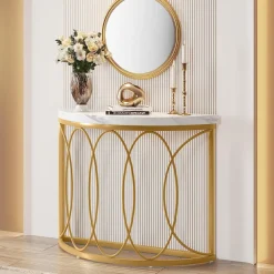 Fashion Tribesigns Faux Marble Console Table, 43