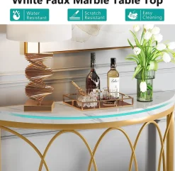 Fashion Tribesigns Faux Marble Console Table, 43