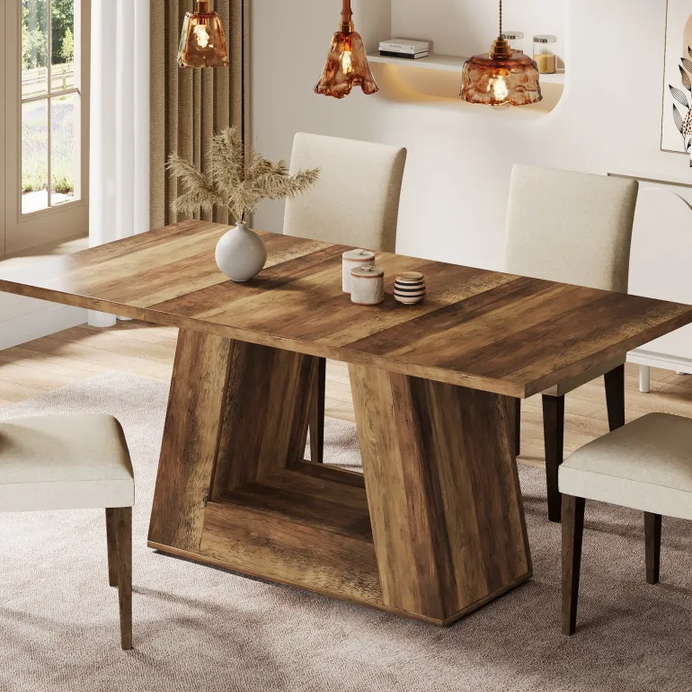 Cheap Tribesigns Faux Marble Dining Table, 63" Kitchen Table for 4 to 6 People