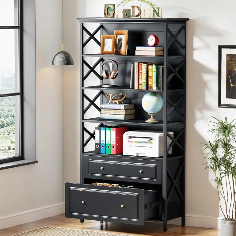 Store Tribesigns File Cabinet, 2 Drawer Vertical Filling Cabinet with Storage Shelves