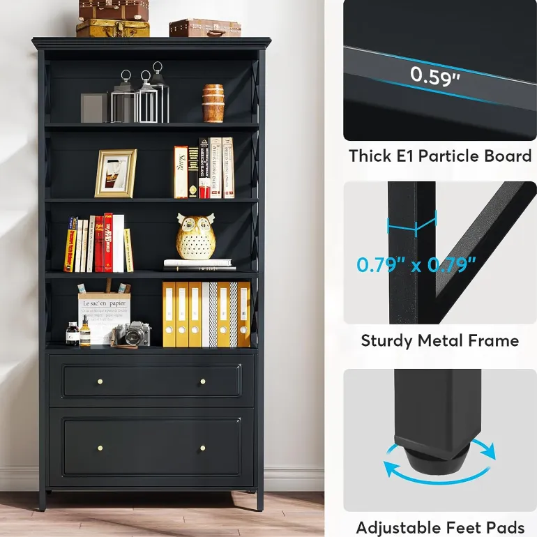Store Tribesigns File Cabinet, 2 Drawer Vertical Filling Cabinet with Storage Shelves