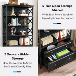 Store Tribesigns File Cabinet, 2 Drawer Vertical Filling Cabinet with Storage Shelves