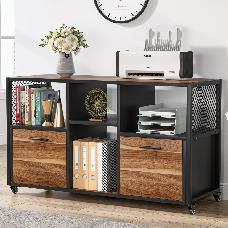 Hot Tribesigns File Cabinet, 2 Drawer Wood Mobile Lateral Filing Cabinet