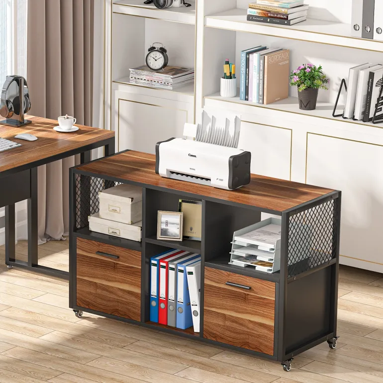 Hot Tribesigns File Cabinet, 2 Drawer Wood Mobile Lateral Filing Cabinet