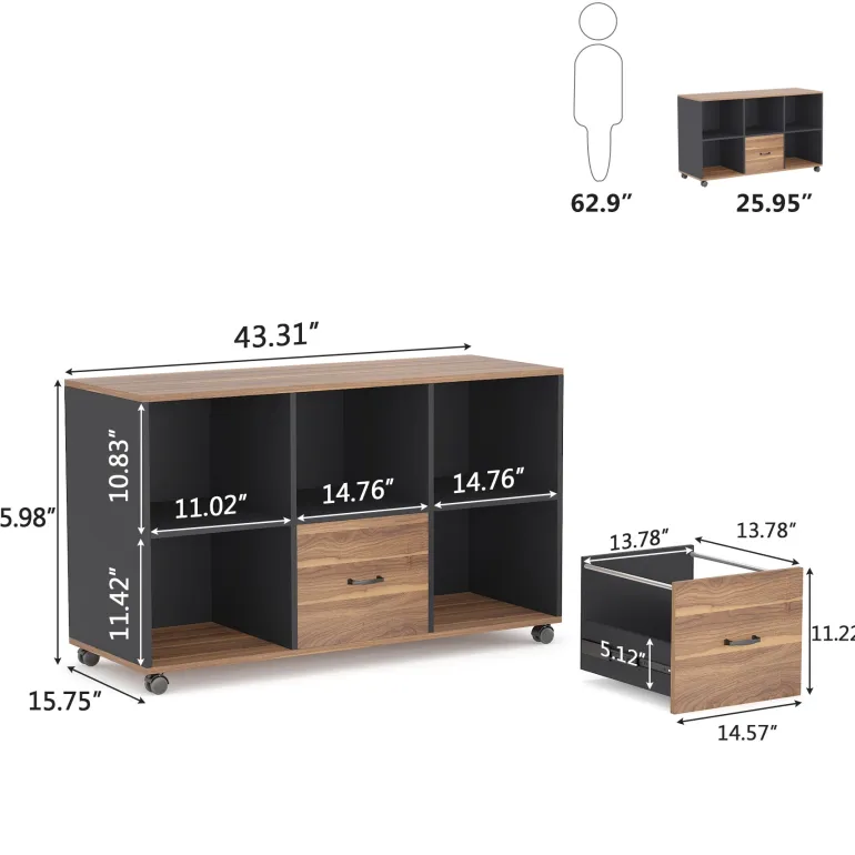 Discount Tribesigns File Cabinet, 43 inches Mobile Filing Cabinet for Letter Size