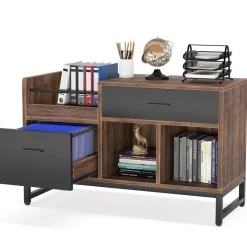 Best Sale Tribesigns File Cabinet, Rustic Lateral Filing Cabinet with 2 Drawers