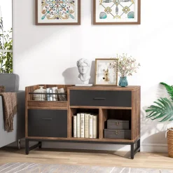 Best Sale Tribesigns File Cabinet, Rustic Lateral Filing Cabinet with 2 Drawers