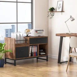 Best Sale Tribesigns File Cabinet, Rustic Lateral Filing Cabinet with 2 Drawers