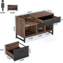 Best Sale Tribesigns File Cabinet, Rustic Lateral Filing Cabinet with 2 Drawers
