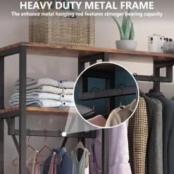Cheap Tribesigns Freestanding Closet Organizer, Industrial 3 Rod Garment Rack
