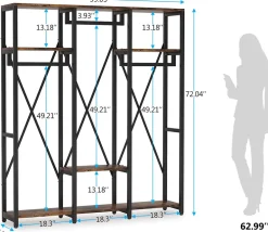 Cheap Tribesigns Freestanding Closet Organizer, Industrial 3 Rod Garment Rack