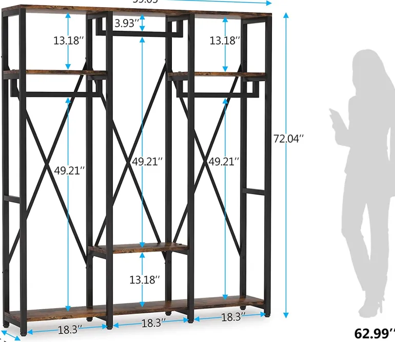 Cheap Tribesigns Freestanding Closet Organizer, Industrial 3 Rod Garment Rack