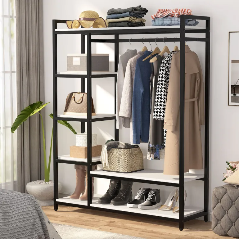 Discount Tribesigns Freestanding Closet Organizer, Garment Rack with 6 Shelves