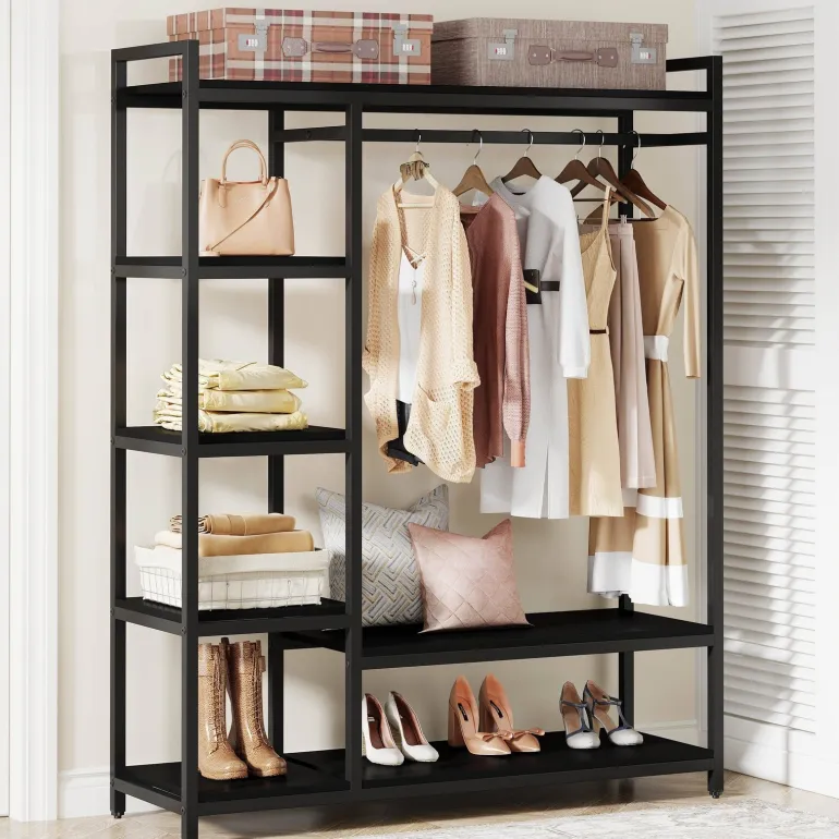 Discount Tribesigns Freestanding Closet Organizer, Garment Rack with 6 Shelves
