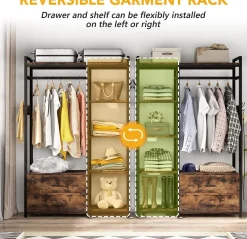 New Tribesigns Freestanding Closet Organizer, Garment Rack with 2 Fabric Drawers