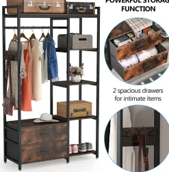 New Tribesigns Freestanding Closet Organizer, Garment Rack with 2 Fabric Drawers