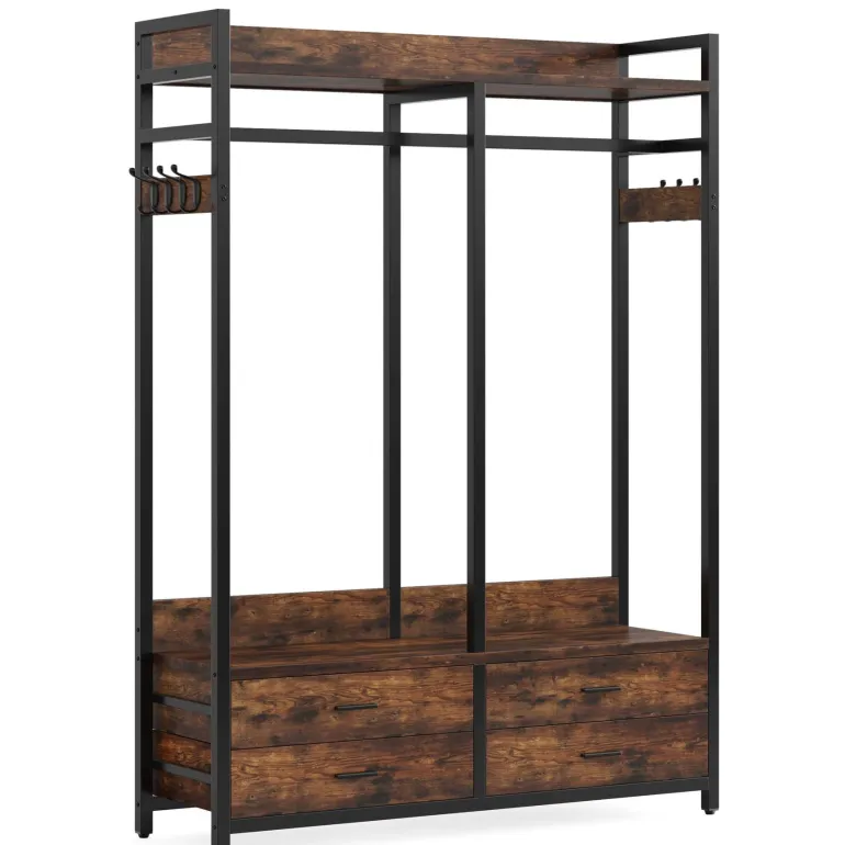 Best Tribesigns Freestanding Closet Organizer, Garment Rack with Drawers & Shelves
