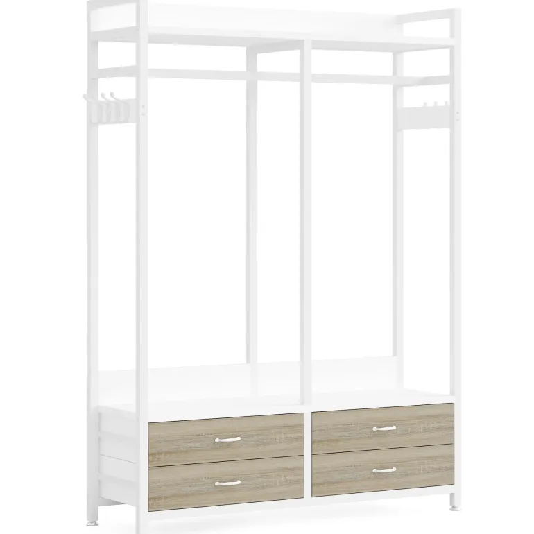 Best Tribesigns Freestanding Closet Organizer, Garment Rack with Drawers & Shelves