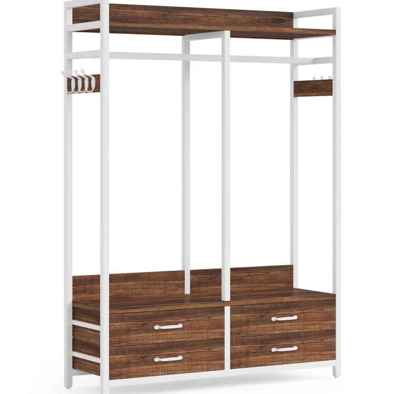 Best Tribesigns Freestanding Closet Organizer, Garment Rack with Drawers & Shelves
