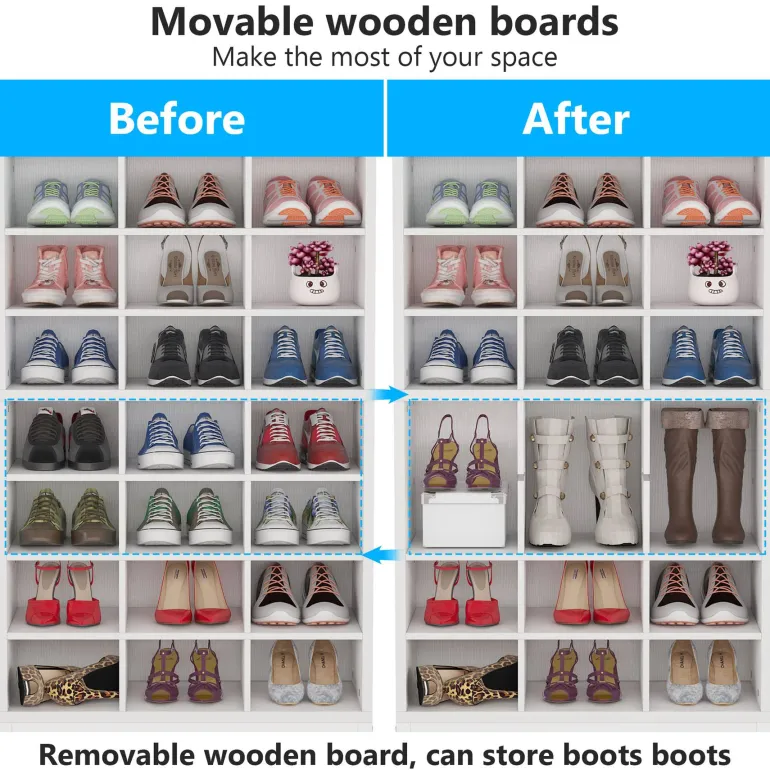 Best Sale Tribesigns Freestanding Shoe Cabinet, 8 - Tier Shoe Storage Rack with 24 Cubbies