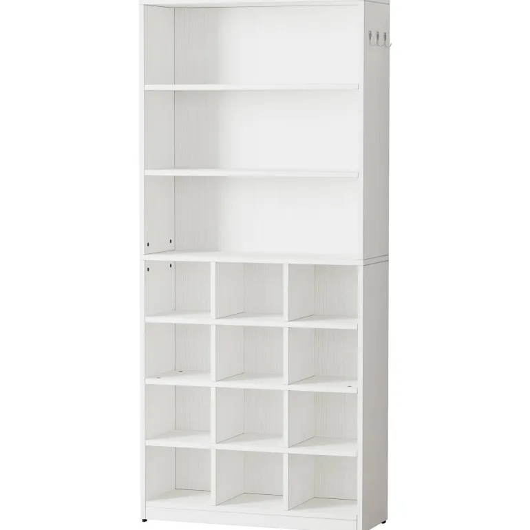 New Tribesigns Freestanding Shoe Cabinet, 24 Pair Shoe Rack with Side Hooks