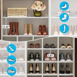 New Tribesigns Freestanding Shoe Cabinet, 24 Pair Shoe Rack with Side Hooks