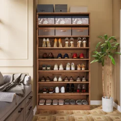 Best Sale Tribesigns Freestanding Shoe Cabinet, 9 - Tier 40 - 45 Pairs Shoe Storage Rack