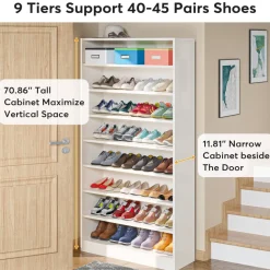 Best Sale Tribesigns Freestanding Shoe Cabinet, 9 - Tier 40 - 45 Pairs Shoe Storage Rack
