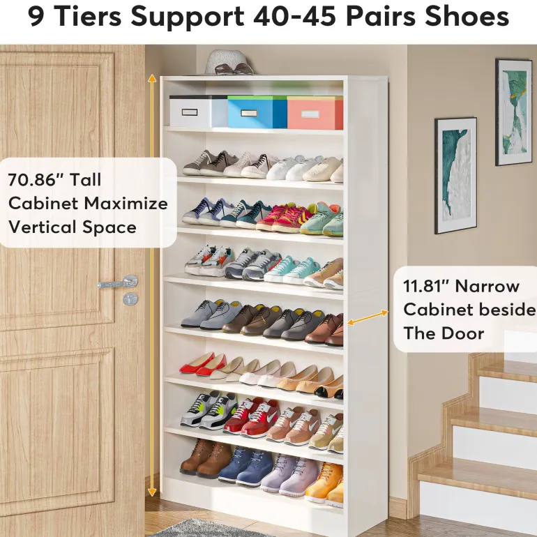 Best Sale Tribesigns Freestanding Shoe Cabinet, 9 - Tier 40 - 45 Pairs Shoe Storage Rack