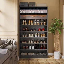 Best Sale Tribesigns Freestanding Shoe Cabinet, 9 - Tier 40 - 45 Pairs Shoe Storage Rack