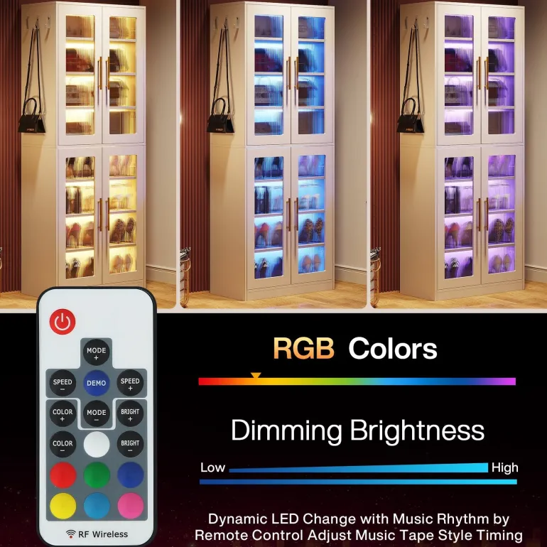 Shop Tribesigns Freestanding Shoe Cabinet with Acrylic Doors and LED Lights