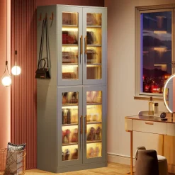 Shop Tribesigns Freestanding Shoe Cabinet with Acrylic Doors and LED Lights