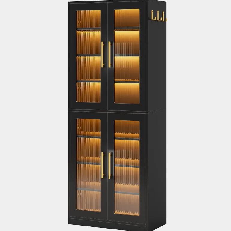 Shop Tribesigns Freestanding Shoe Cabinet with Acrylic Doors and LED Lights