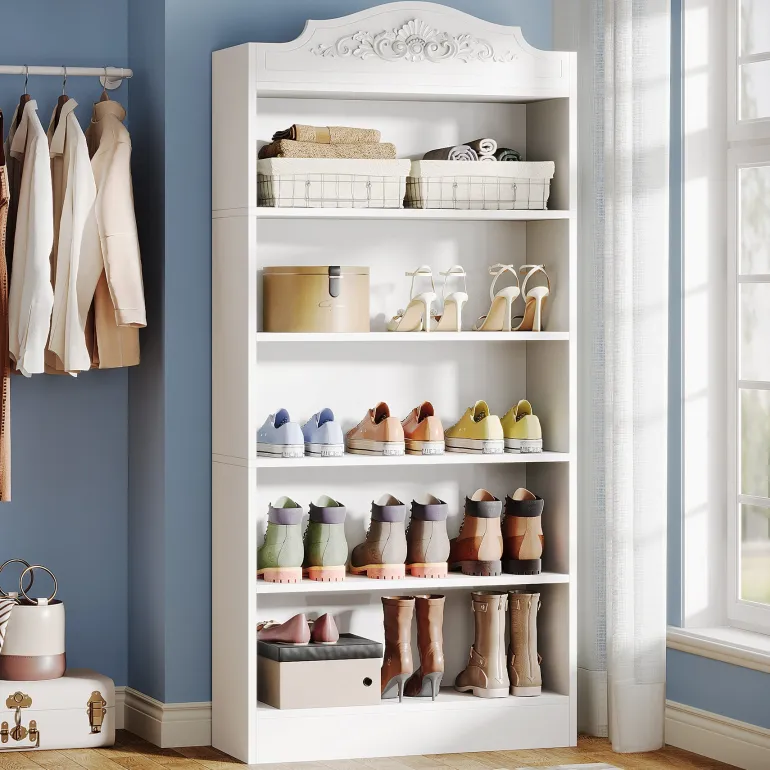 Shop Tribesigns Freestanding Shoe Cabinet, 72.8" Wood 5 Tiers Shoe Storage Rack