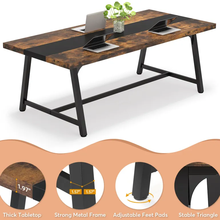 Hot Tribesigns 6FT Conference Table, 70.8” Executive Desk Office Computer Meeting Table