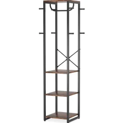 Cheap Tribesigns Full-frontal shot of 's Coat Rack, Freestanding Corner Hall Tree with 4 Shelves 8 Hooks.