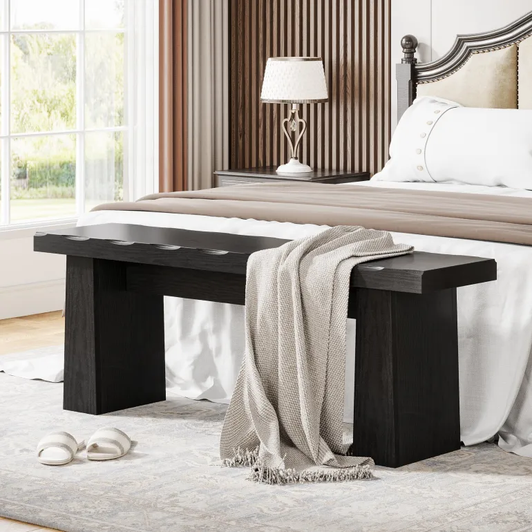 Fashion Tribesigns Full-frontal shot of 's Entryway Bench, Wooden Dining Table Bench End of Bed Bench.