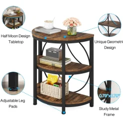 Shop Tribesigns Half - Round End Table, 3 - Tier Narrow Side Table with Metal Frame