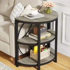 Shop Tribesigns Half - Round End Table, 3 - Tier Narrow Side Table with Metal Frame