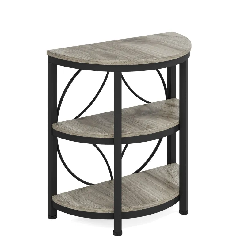 Shop Tribesigns Half - Round End Table, 3 - Tier Narrow Side Table with Metal Frame