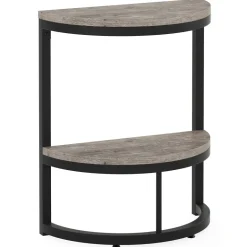 Store Tribesigns Half Round End Table, Narrow Side Table with Metal Frame