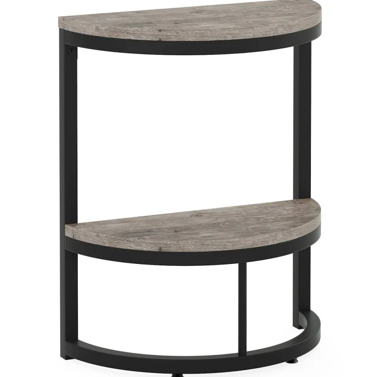 Store Tribesigns Half Round End Table, Narrow Side Table with Metal Frame