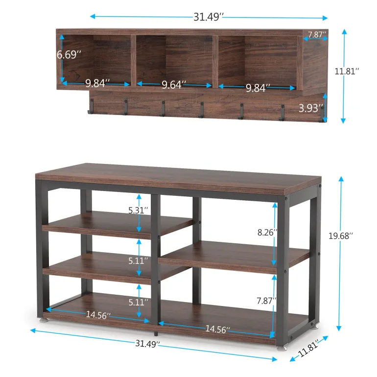 Cheap Tribesigns Hallway view of 's 5 IN 1 Coat Rack Shoe Bench Set, Hall Tree with Wall Mounted Shelf.