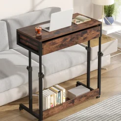 Hot Tribesigns Height Adjustable Desk, Mobile Side Table Portable Desk with Drawers