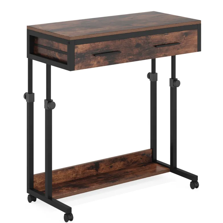 Hot Tribesigns Height Adjustable Desk, Mobile Side Table Portable Desk with Drawers