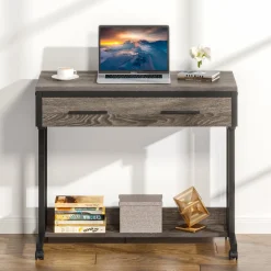 Hot Tribesigns Height Adjustable Desk, Mobile Side Table Portable Desk with Drawers