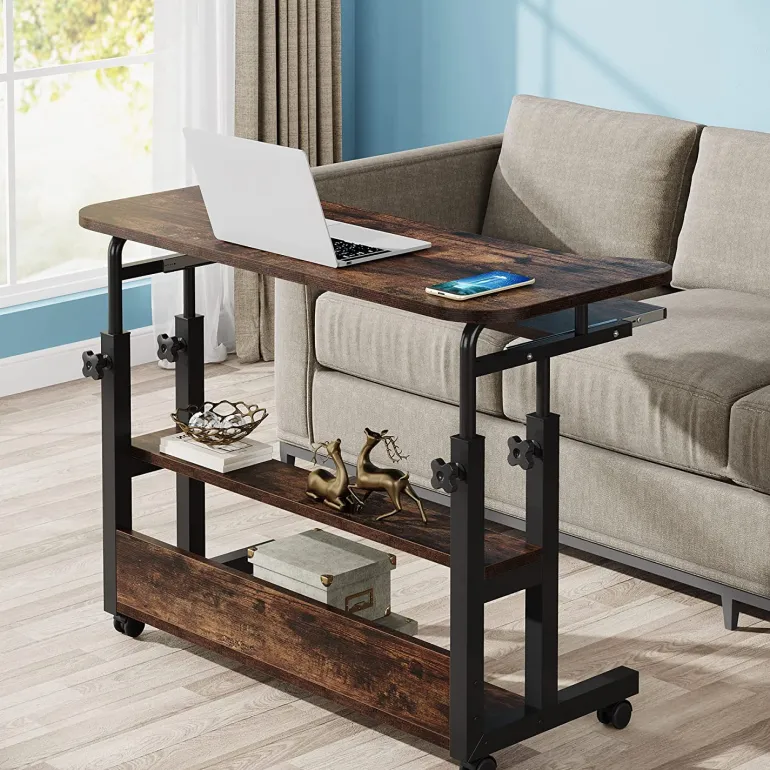 Best Tribesigns Height Adjustable Desk, Mobile Portable Desk with Wireless Charging Station